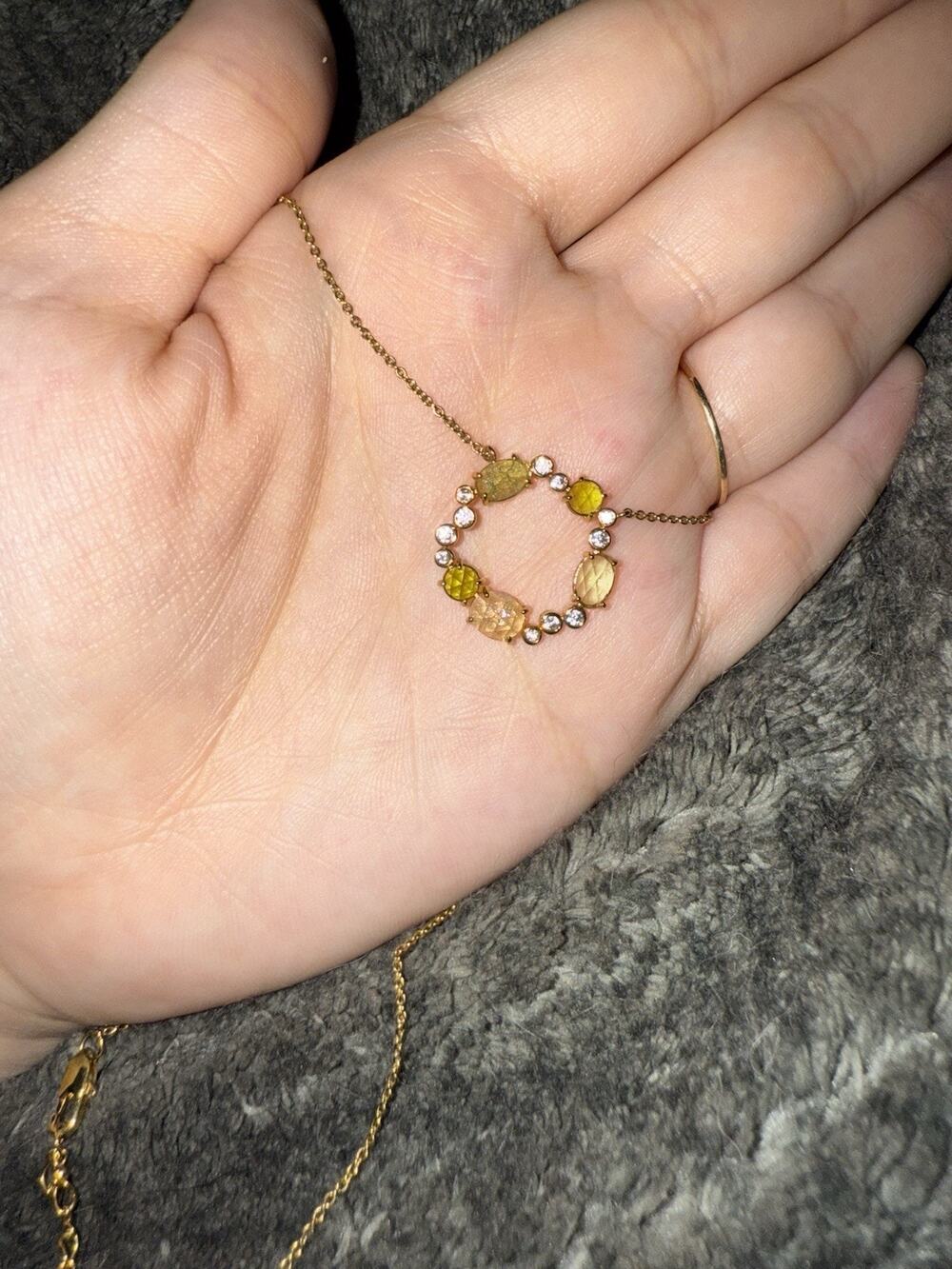 anthropologie X Tai Rittichai Jewelry Yellow Stone Halo Circle Necklace Gold